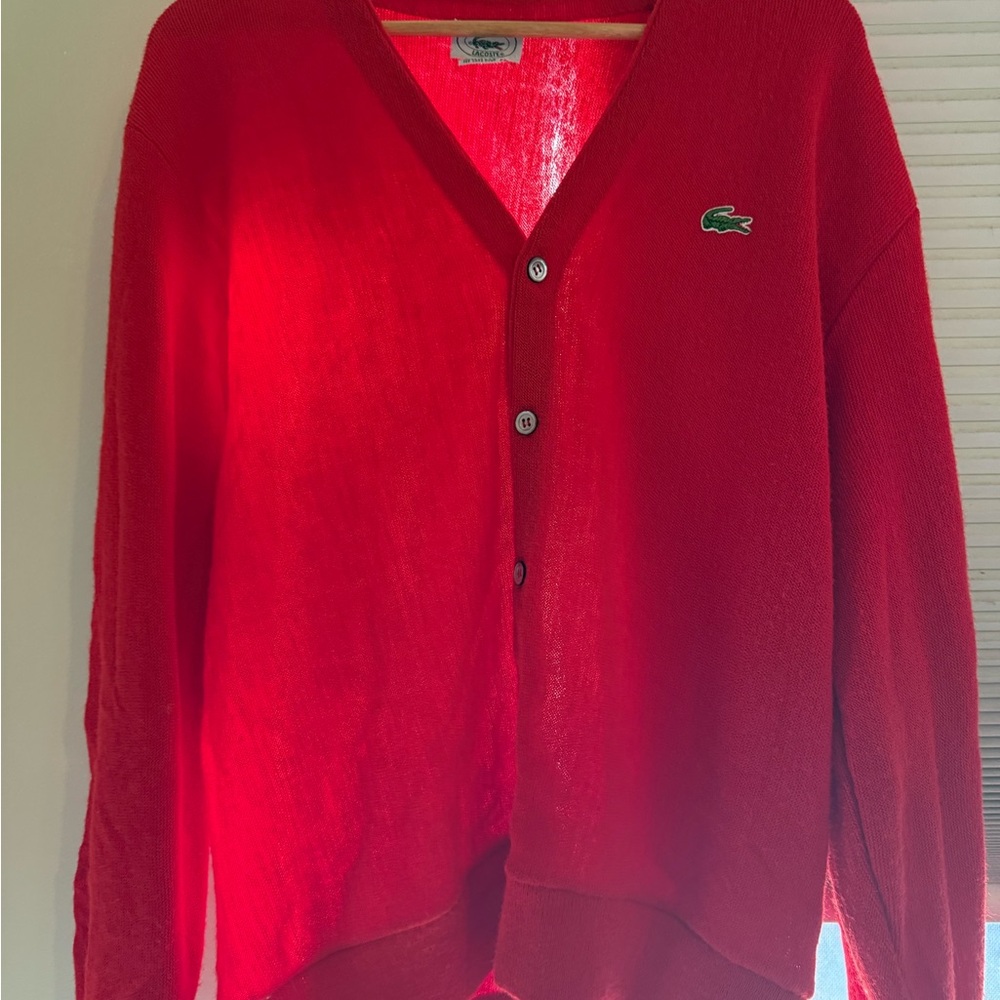 Vintage Lacoste Men’s Red Cardigan